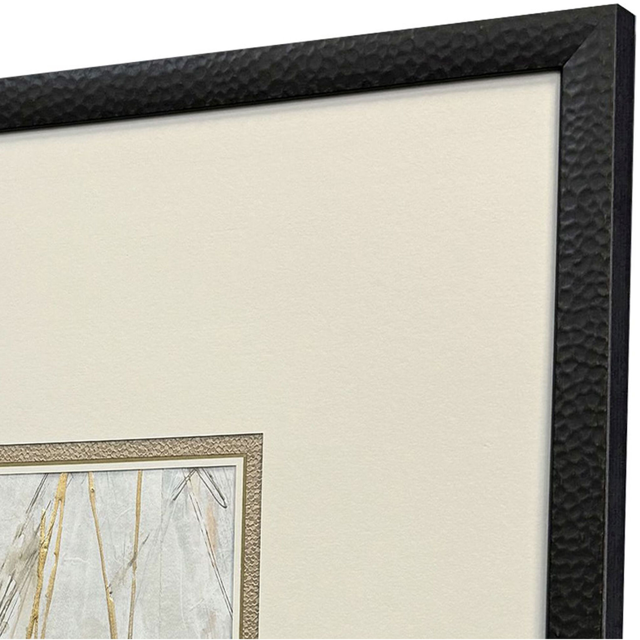 Incised Gold Gray and Beige and Metallic and White Framed Art, The Studio
