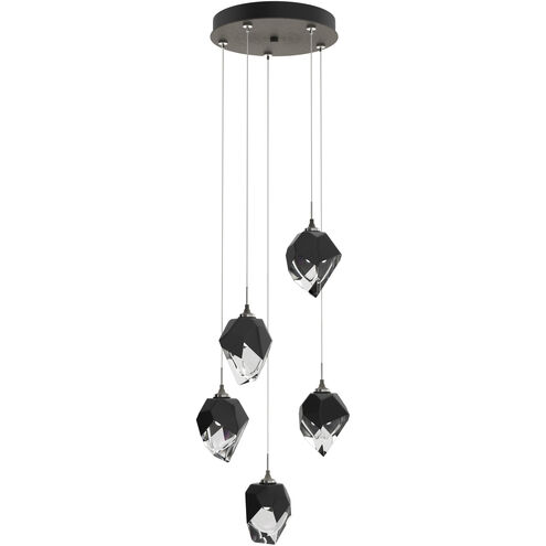 Chrysalis 5 Light 15.4 inch Natural Iron Pendant Ceiling Light in Black Crystal, Small