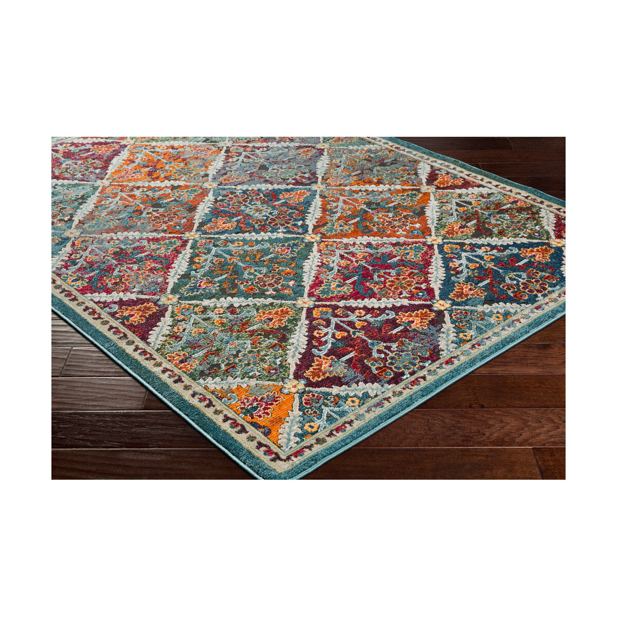 Herati 71 X 47 inch Bright Orange/Rust/Bright Pink/Eggplant/Dark Green Rugs, Rectangle