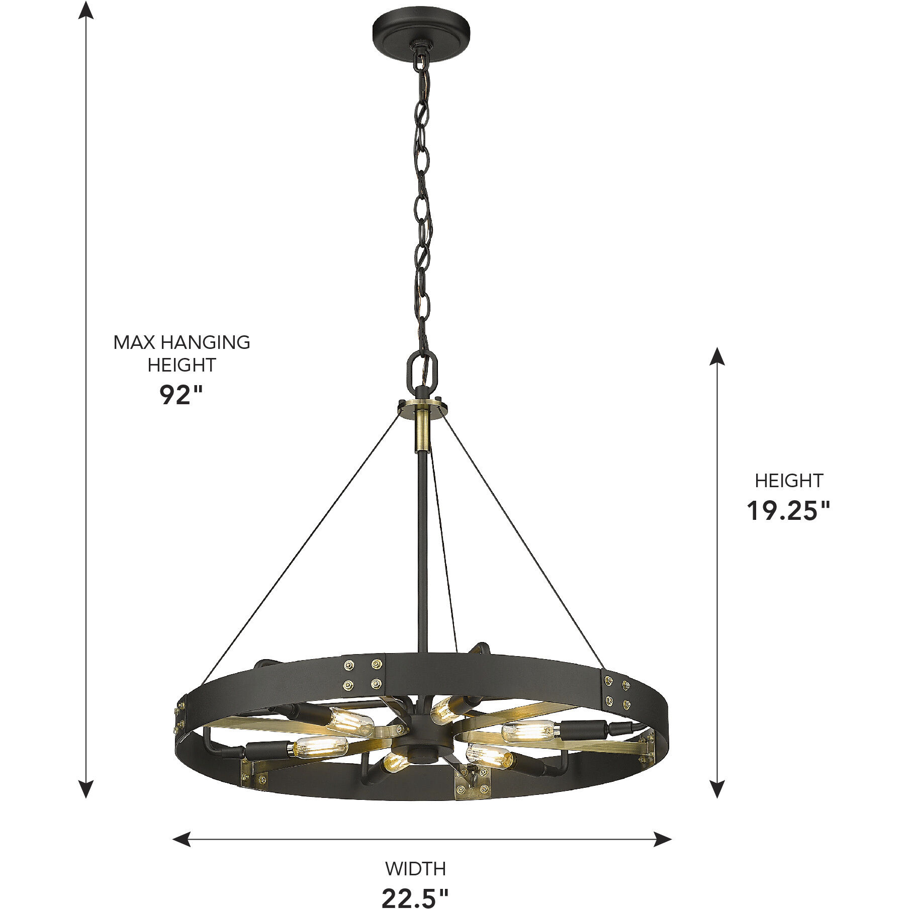 Vaughn Pendant Ceiling Light in Natural Black/Aged Brass, Medium