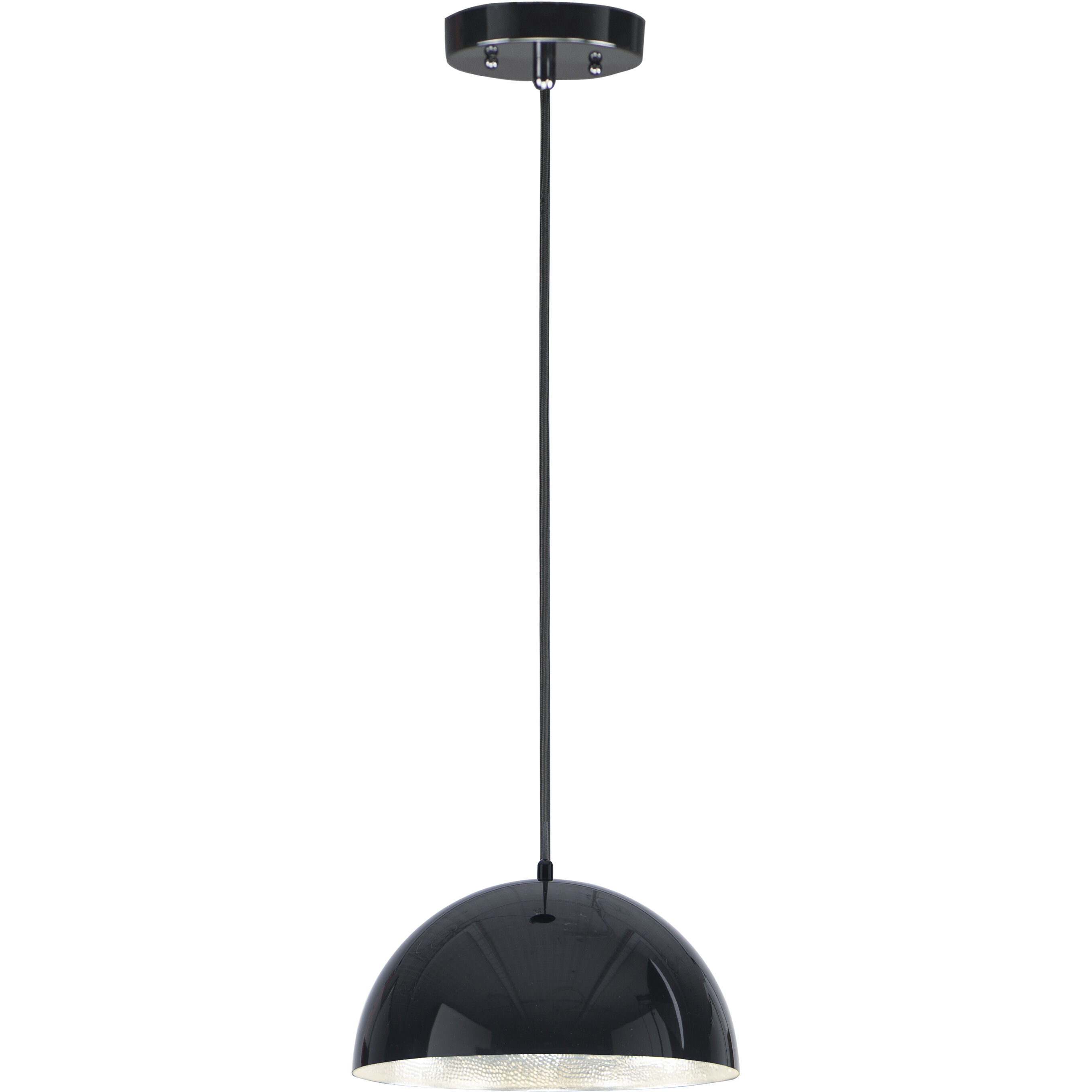 Hemisphere LED 14 inch Gloss Black and Aluminum Single Pendant Ceiling Light
