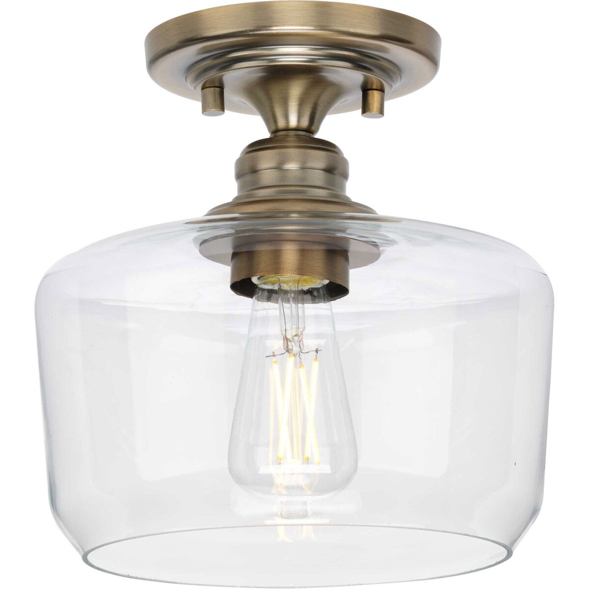 Aiken 1 Light 9 inch Vintage Brass Flush Mount Ceiling Light