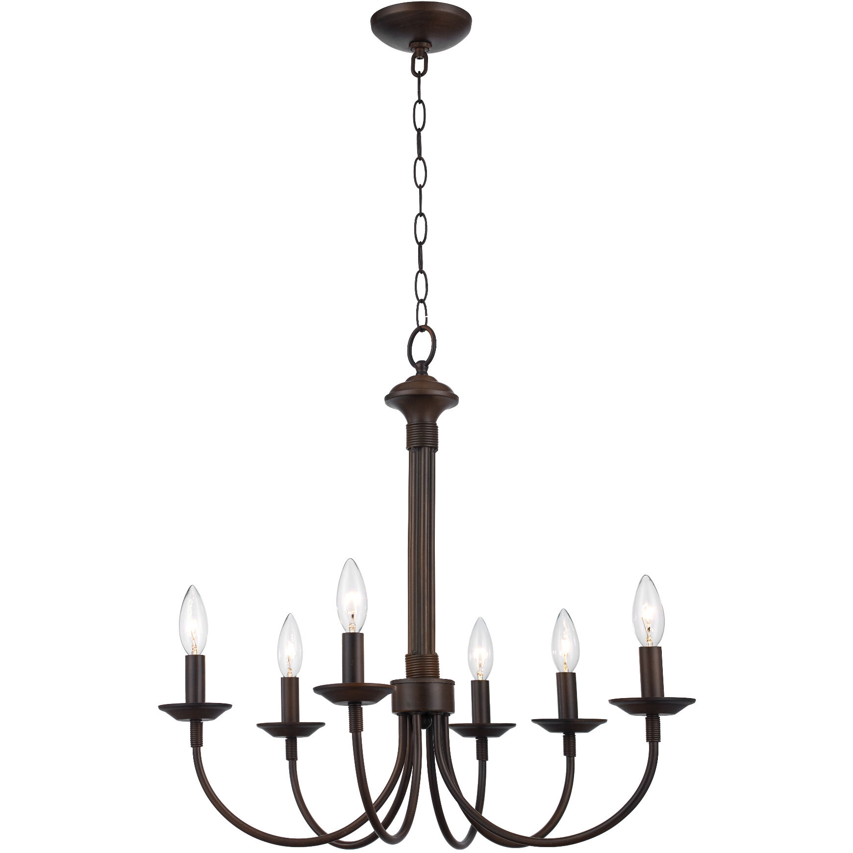 Candle 6 Light 24 inch Rubbed Oil Bronze Chandelier Ceiling Light