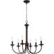 Candle 6 Light 24 inch Rubbed Oil Bronze Chandelier Ceiling Light