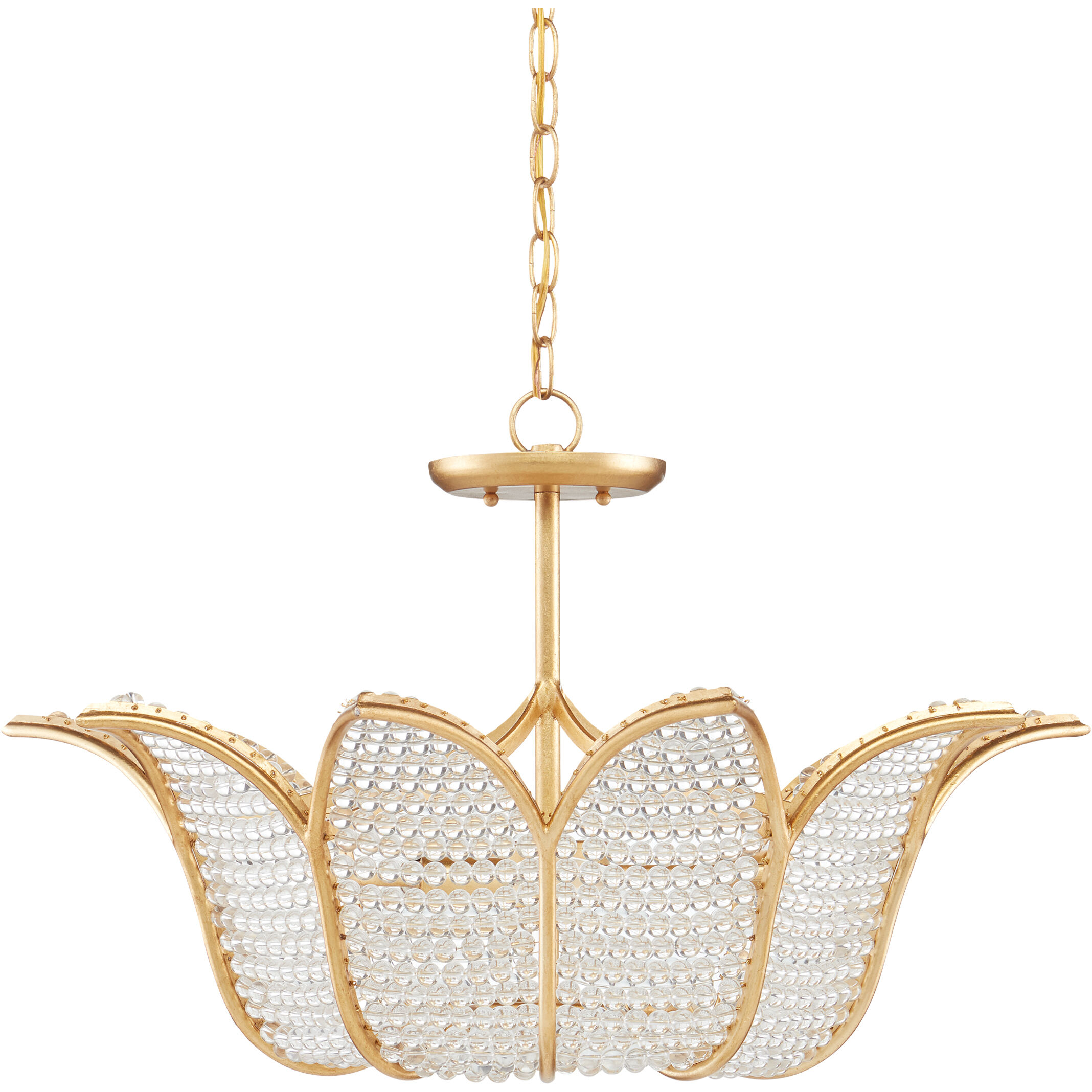 Bebe 3 Light 26.75 inch Contemporary Gold Leaf/Clear Chandelier Ceiling Light