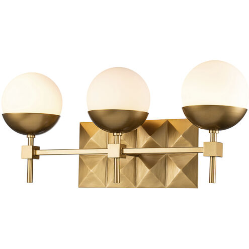 Deco 3 Light 23.5 inch Laquered Gold Bath Bar Wall Light