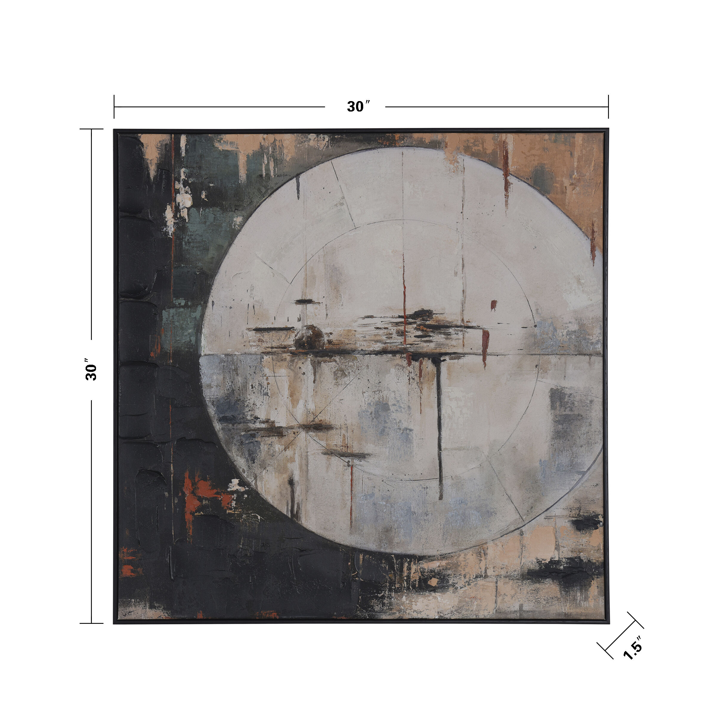 Moon Movement Multi - White and Blue and Black and Beige and Orange Wall Art
