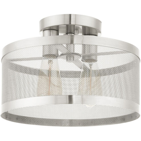 Industro 2 Light 13 inch Brushed Nickel Semi Flush Ceiling Light