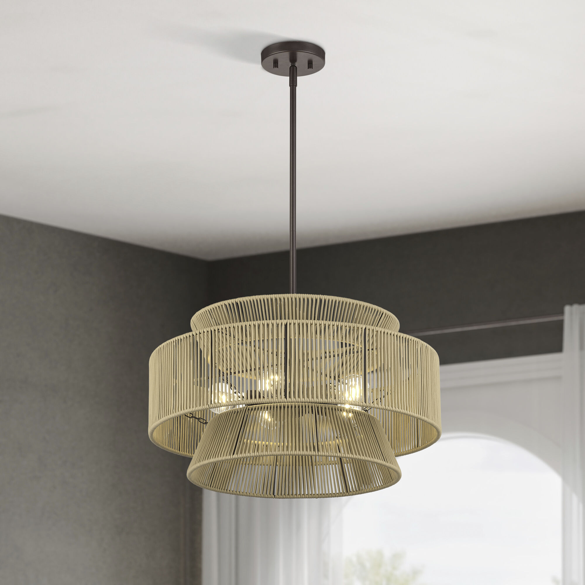 Florell 5 Light 22 inch English Bronze Pendant Chandelier Ceiling Light