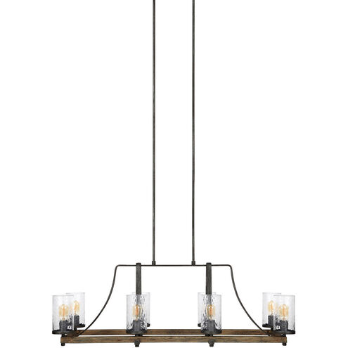 Sean Lavin Angelo 8 Light 46 inch Distressed Weathered Oak / Slate Grey Metal Linear Chandelier Ceiling Light