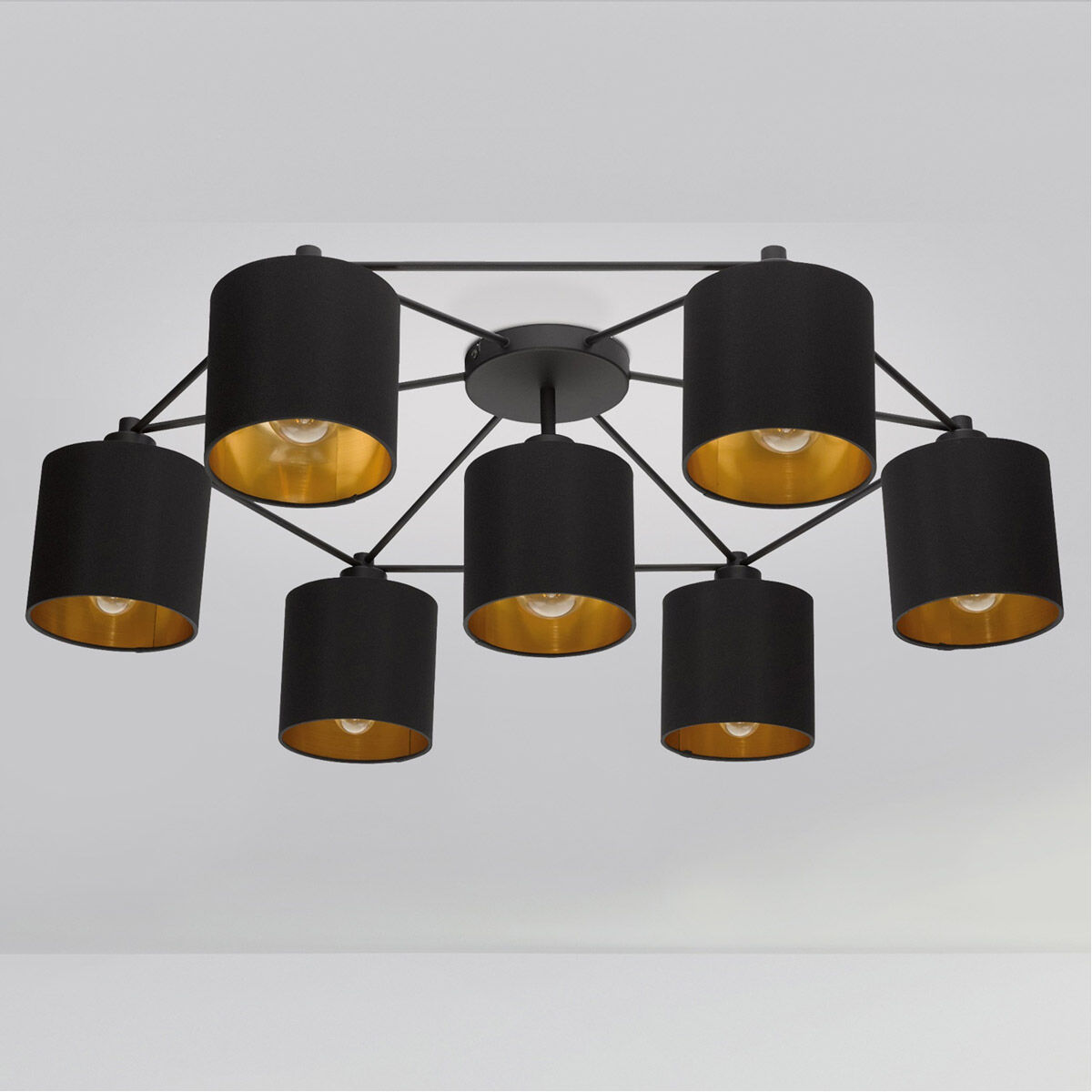 Staiti 7 Light 33.07 inch Black Semi Flush Mount Ceiling Light