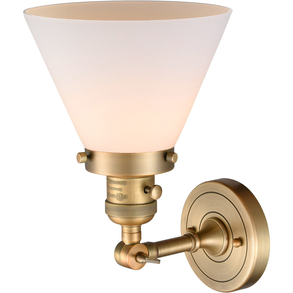 Franklin Restoration Large Cone LED 8 inch Brushed Brass Sconce Wall Light, Franklin Restoration