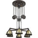 Torque 6 Light 36 inch Vintage Bronze with Satin Brass Chandelier Ceiling Light