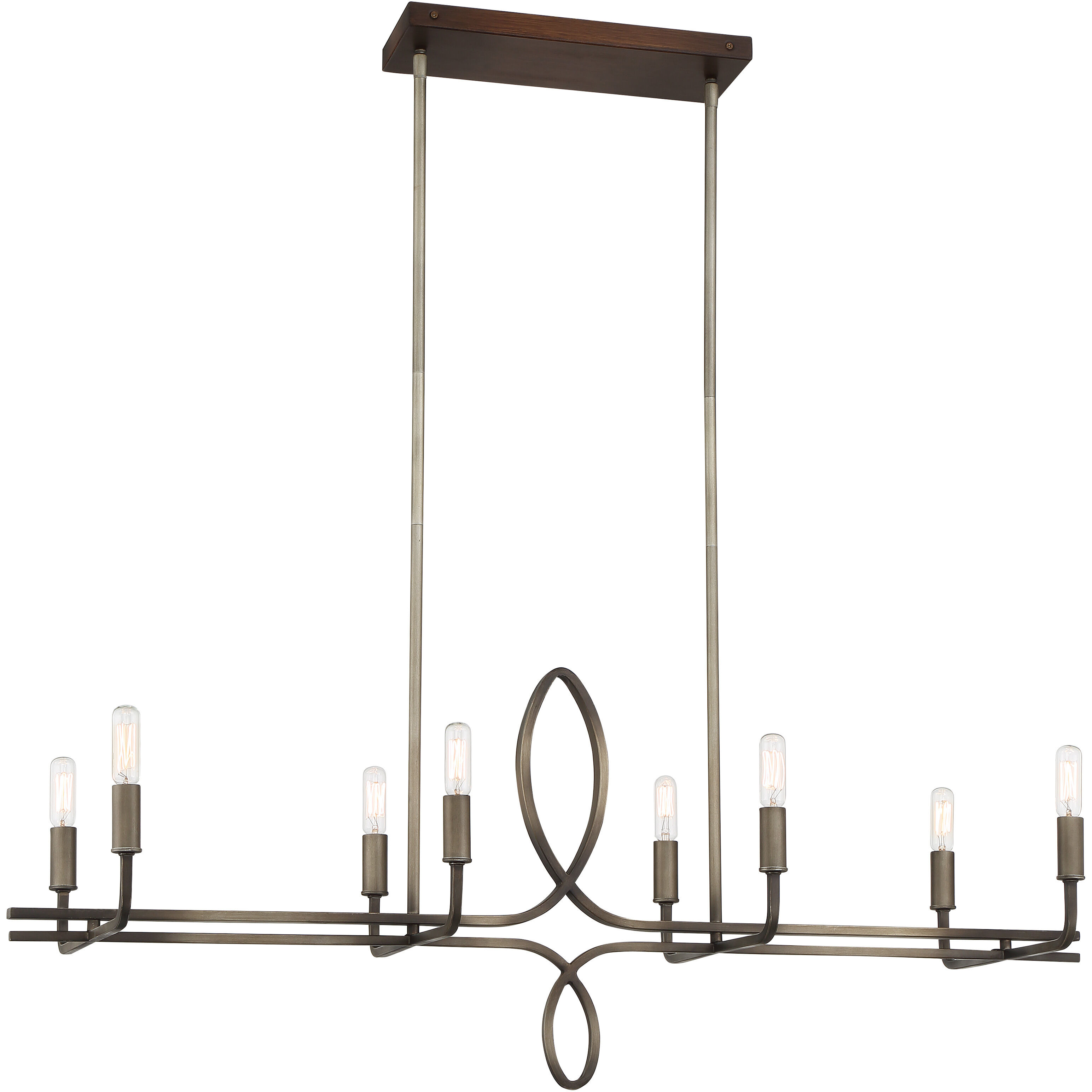 Yorkville 8 Light 42 inch Aged Darkwood/Silver Patina Island Light Ceiling Light