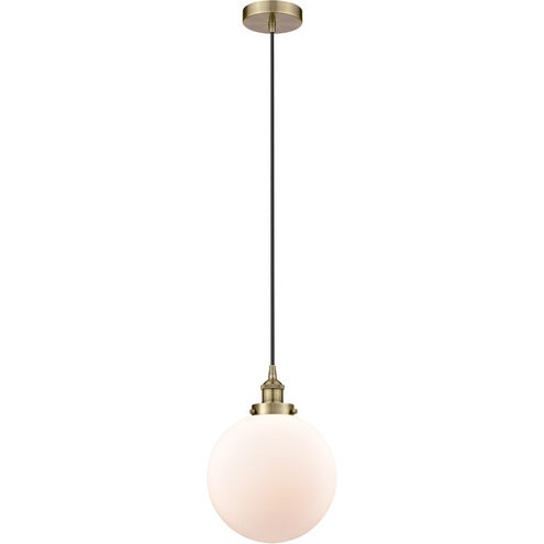 Edison Beacon 1 Light 10 inch Antique Brass Mini Pendant Ceiling Light