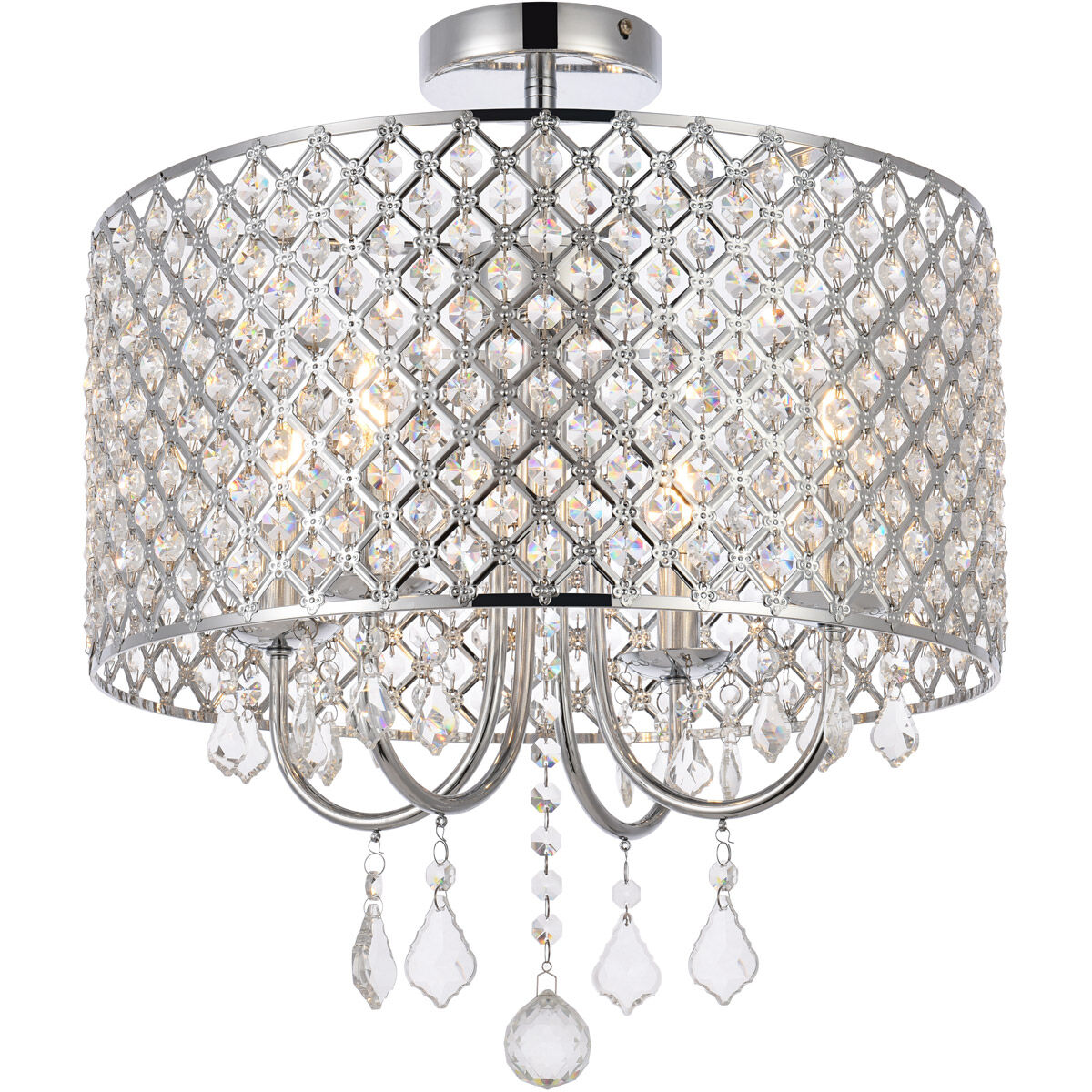 Elise 4 Light 17 inch Chrome Flush Mount Ceiling Light