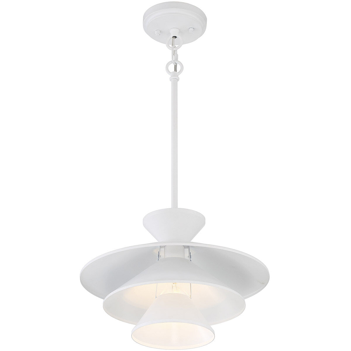 Contemporary 1 Light 14 inch White Pendant Ceiling Light