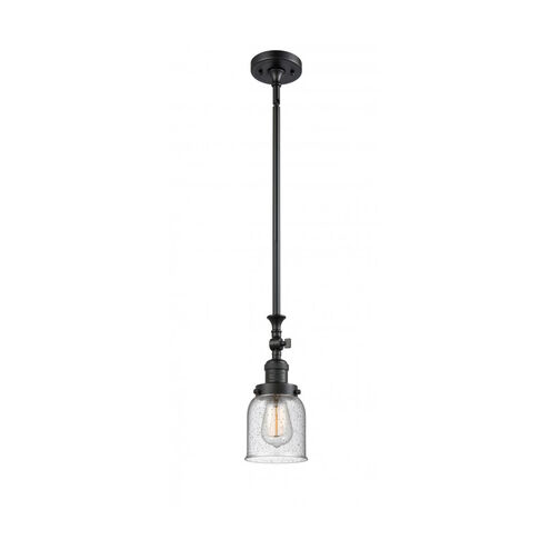 Franklin Restoration Small Bell 1 Light 5 inch Matte Black Mini Pendant Ceiling Light in Seedy Glass, Franklin Restoration