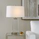 Genevieve 28.75 inch 150 watt Antque Brass and Crystal Table Lamp Portable Light