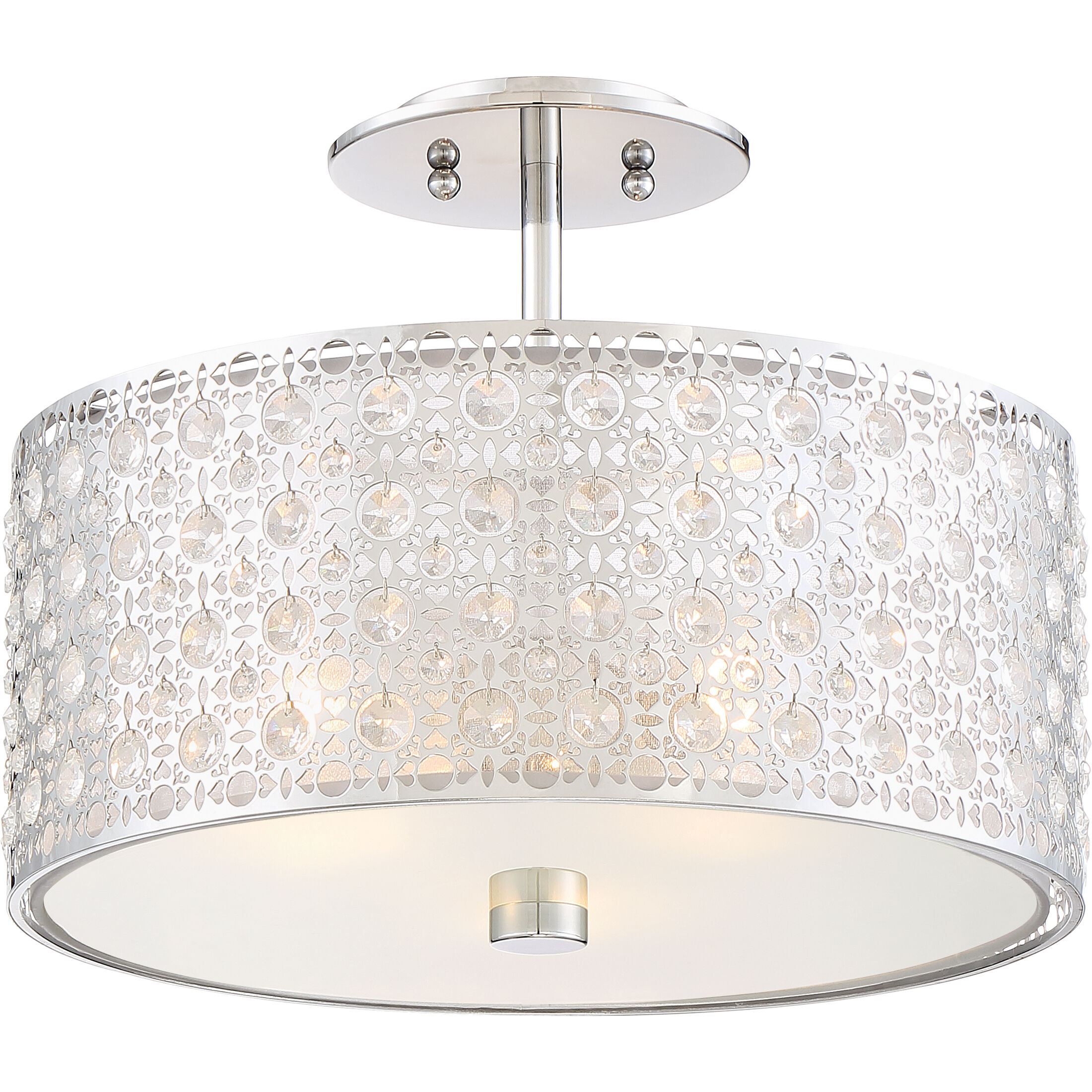 Verity 3 Light 15 inch Polished Chrome Semi-Flush Mount Ceiling Light