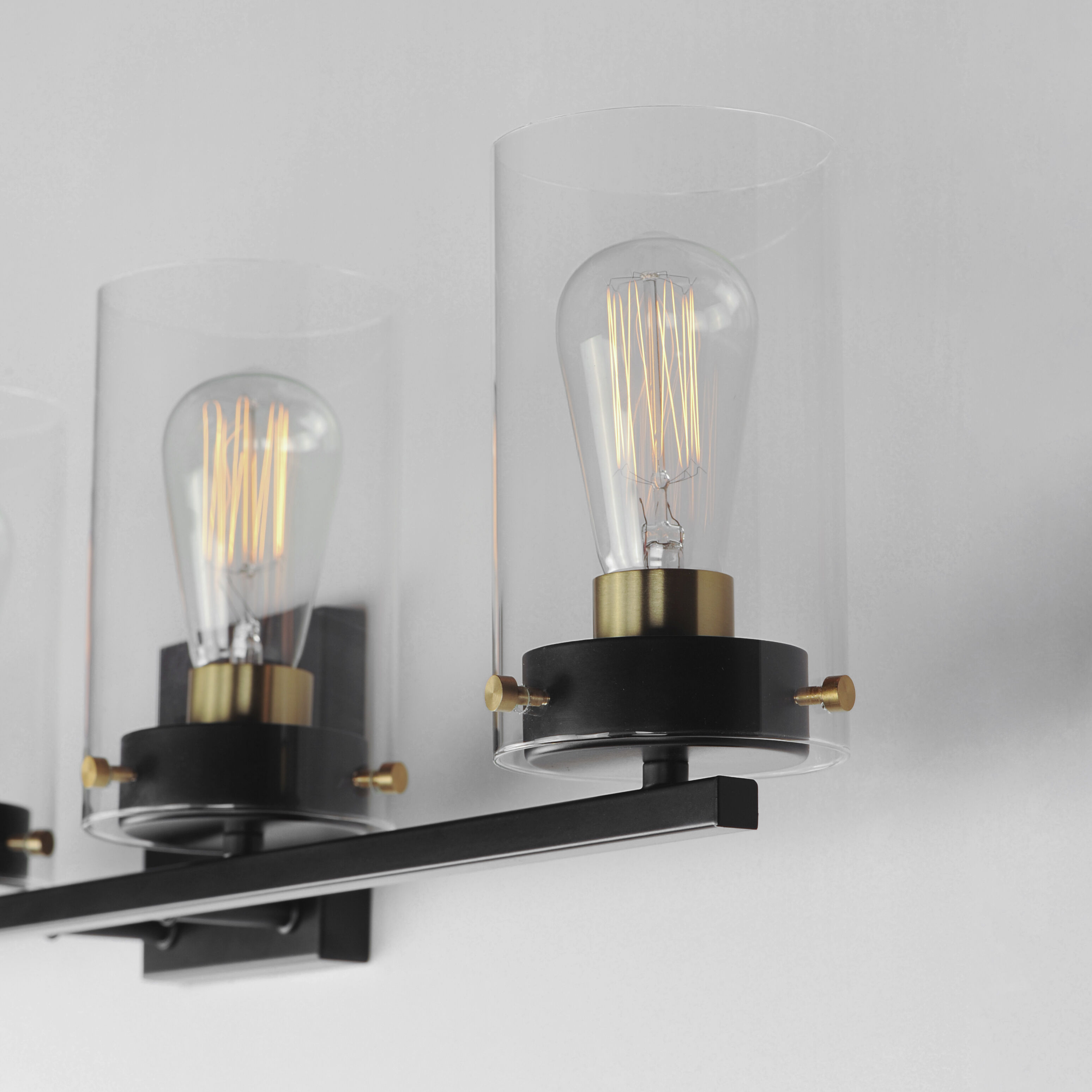 Pinn 4 Light 30 inch Black/Satin Brass Bath Vanity Wall Light