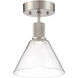 Port Nine LED 8 inch Brushed Steel Semi-Flush Ceiling Light in Clear