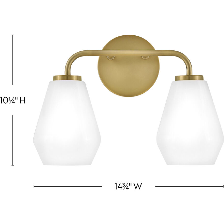 Gio LED 14.75 inch Lacquered Brass Bath Light Wall Light