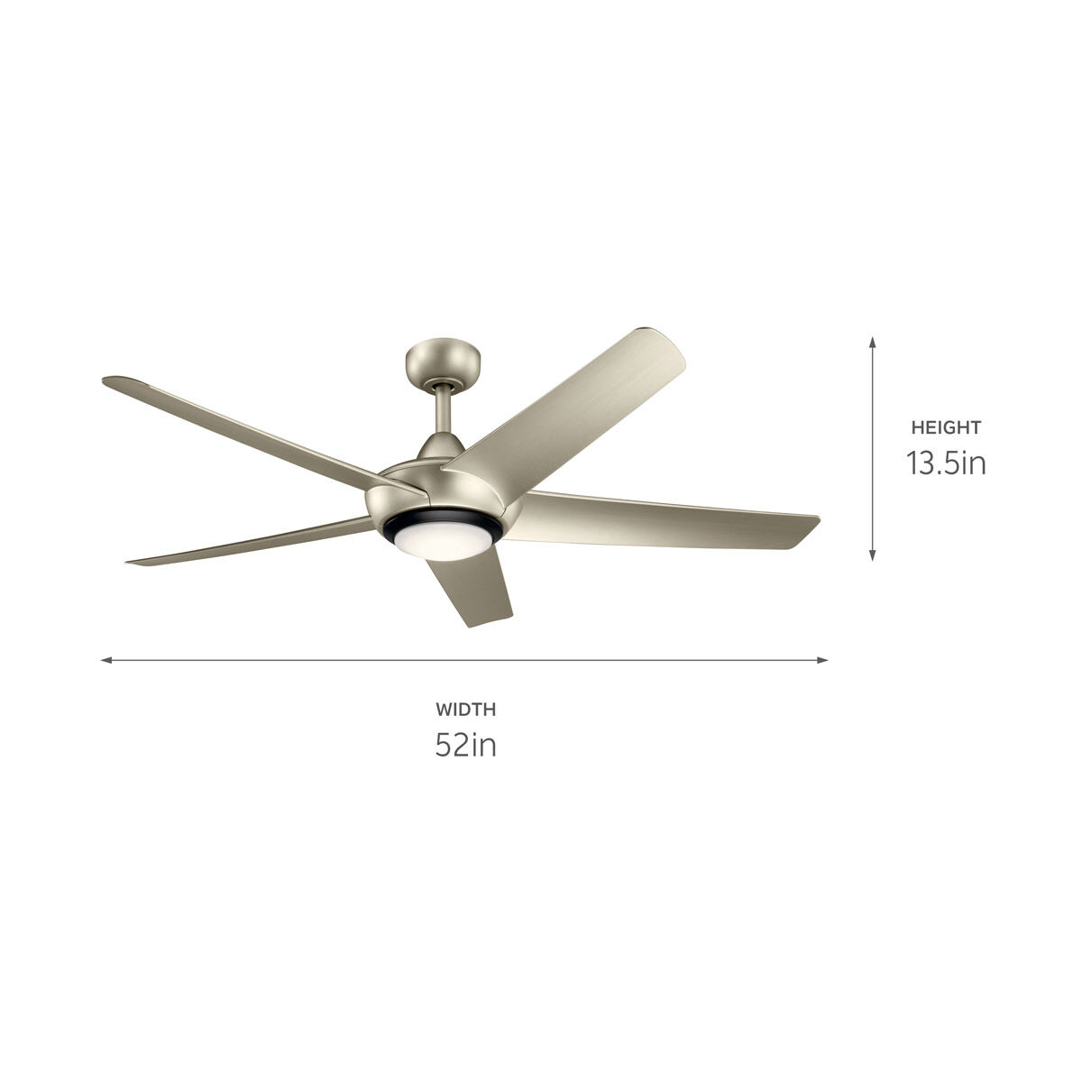 Kapono 52 inch Brushed Nickel Ceiling Fan