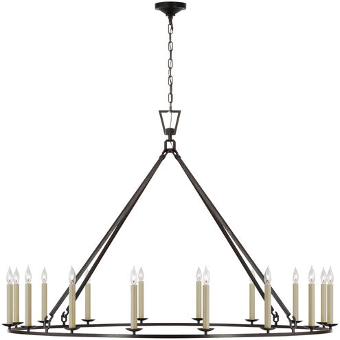 Chapman & Myers Darlana6 LED 61.25 inch Aged Iron Single Ring Chandelier Ceiling Light, Oversized