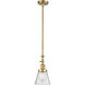Franklin Restoration Cone 1 Light 6 inch Satin Gold Mini Pendant Ceiling Light in Incandescent, Seedy, Franklin Restoration