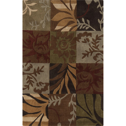 Equinox 66 X 42 inch Olive, Camel, Dark Red Rug