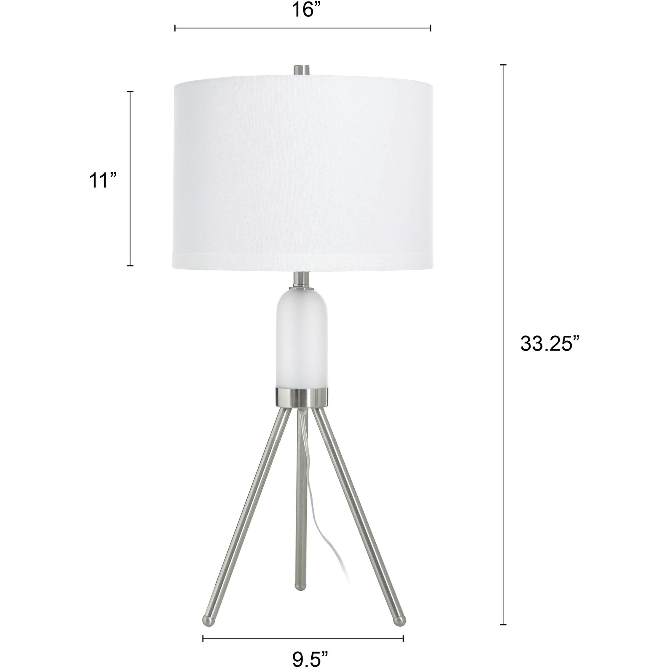 Orion 33.5 inch 100 watt Brushed Nickel and White Table Lamp Portable Light