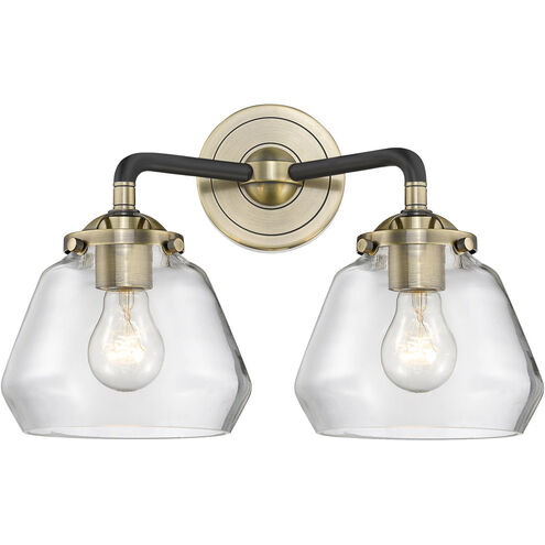Nouveau Fulton 2 Light 15 inch Oil Rubbed Bronze Bath Vanity Light Wall Light in Clear Glass, Nouveau