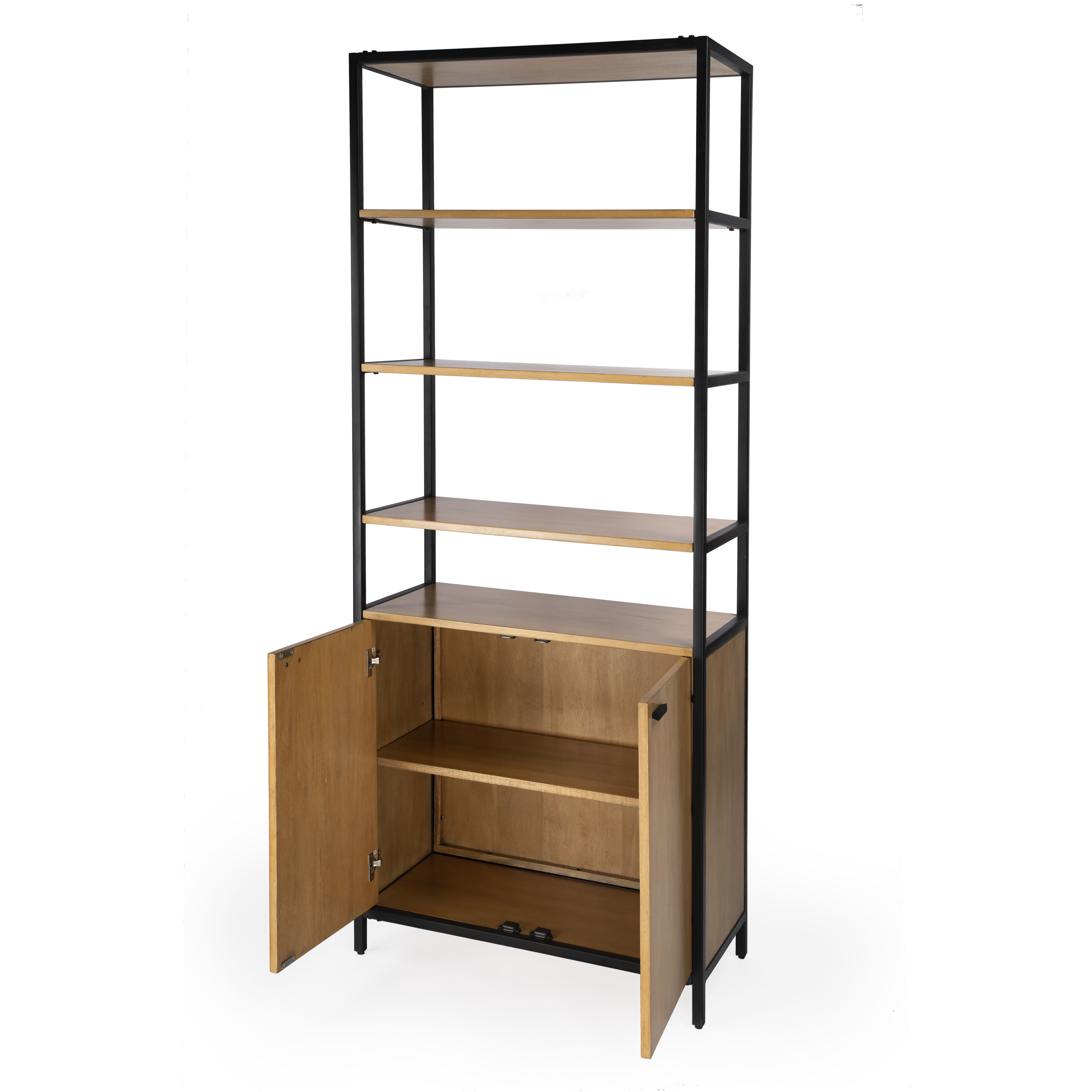 Hans 35.25" W x 84.25"H Open & Closed Etagere Bookcase in Light Brown