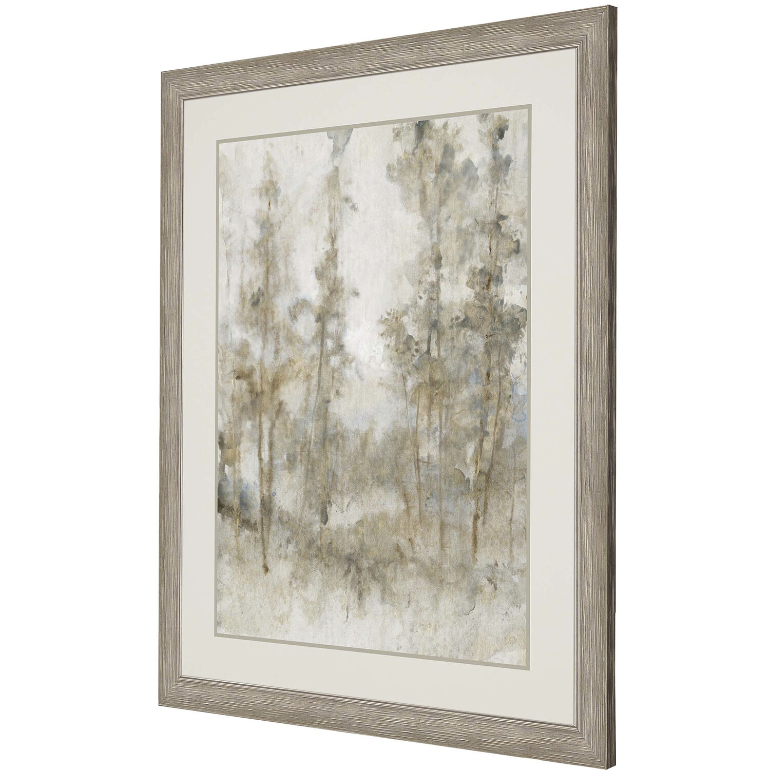 Thicket of Trees Beige and Blue and Metallic and White Framed Art