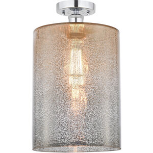 Edison Cobbleskill 1 Light 9 inch Brushed Satin Nickel Semi-Flush Mount Ceiling Light in Matte White Glass