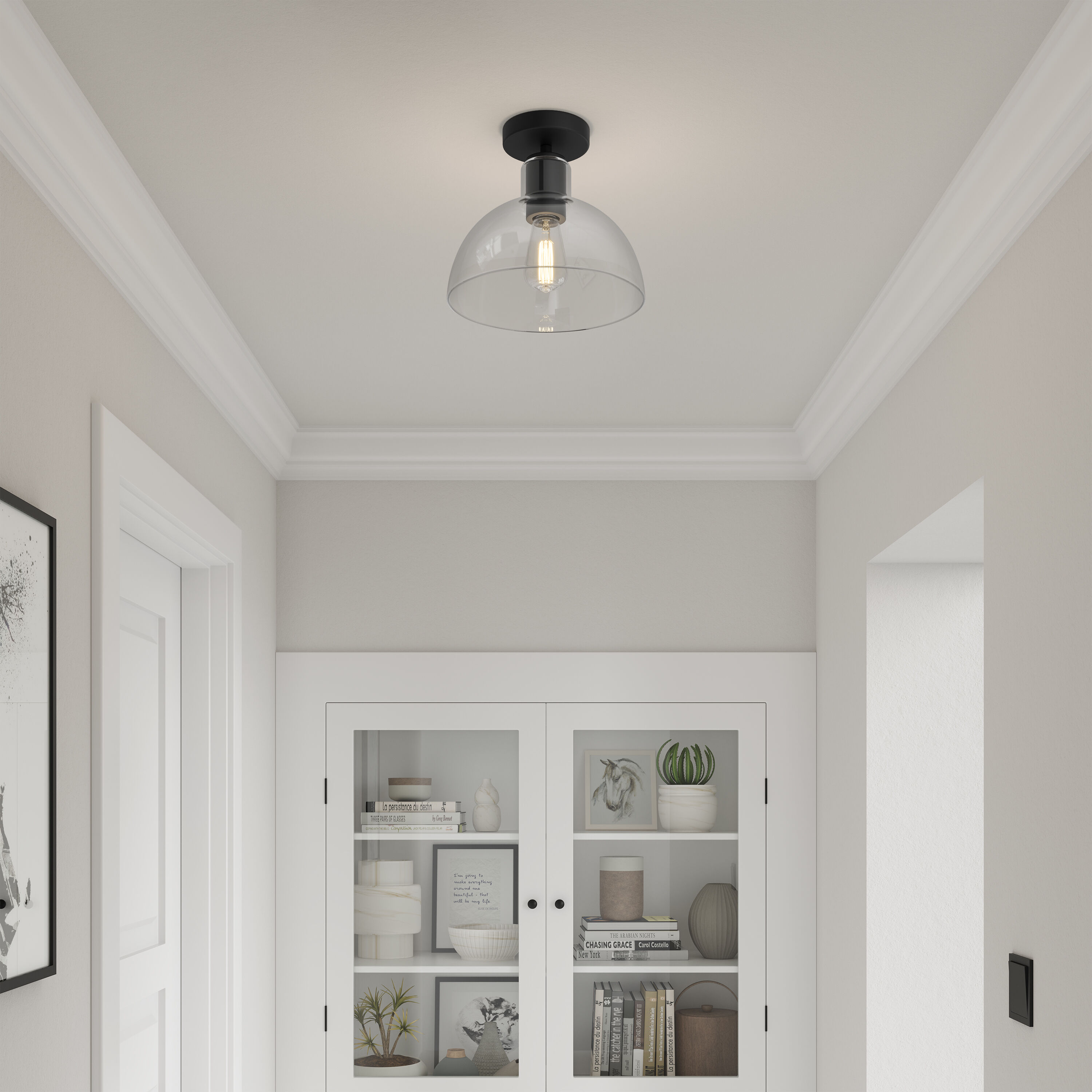Knightsdale 1 Light 10 inch Matte Black Semi-Flush Mount Ceiling Light