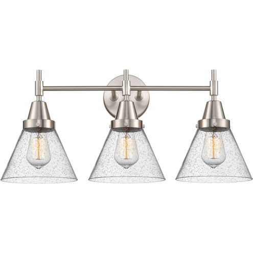Caden LED 25.75 inch Satin Nickel Bath Vanity Light Wall Light in Seedy Glass