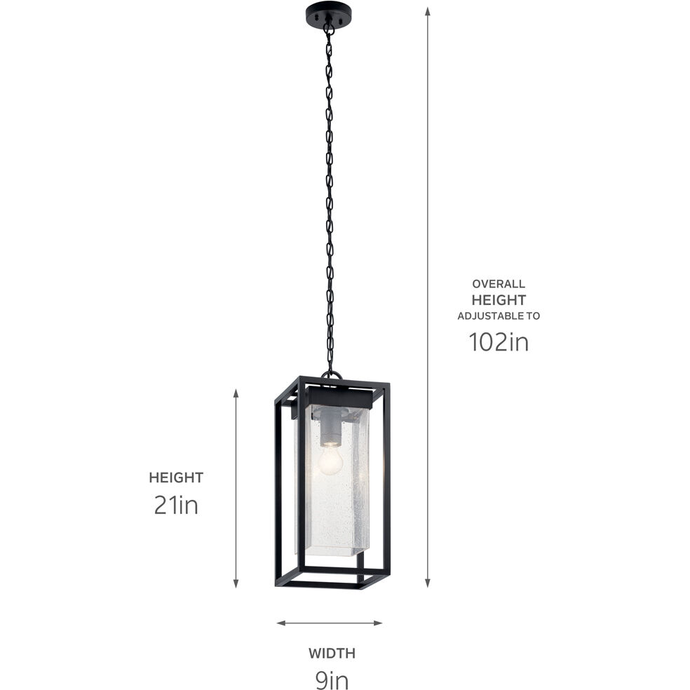Mercer 1 Light 9 inch Black with Silver Highlights Outdoor Hanging Pendant