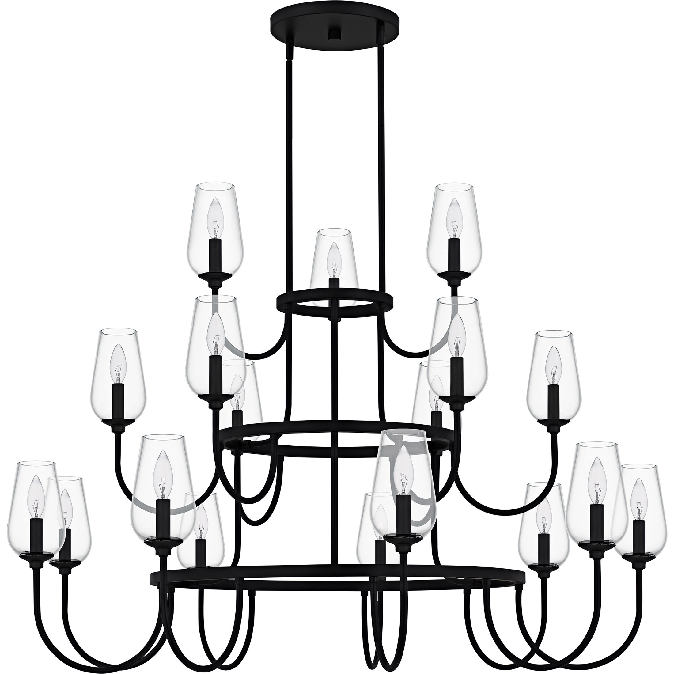 Viscount 18 Light 48 inch Matte Black Chandelier Ceiling Light