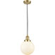 Franklin Restoration Beacon LED 8 inch Satin Gold Mini Pendant Ceiling Light in Matte White, Franklin Restoration