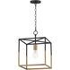 SoHo 1 Light 12 inch Black and Weathered Brass Entry Foyer Pendant Ceiling Light