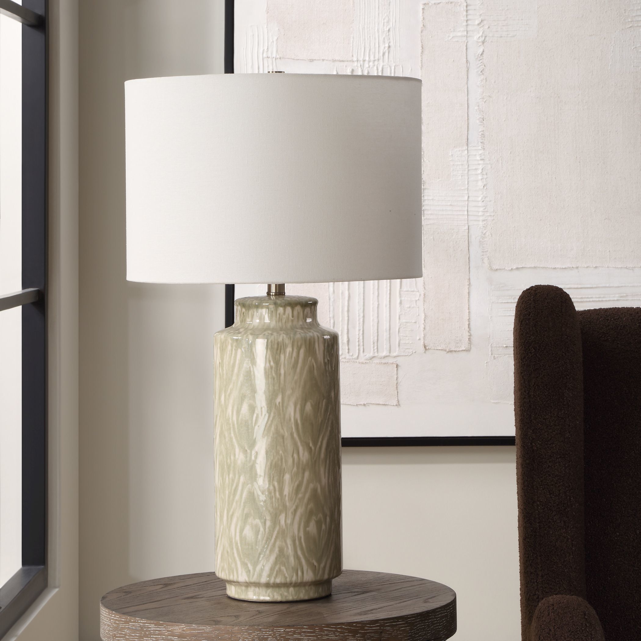 Laurel 28 inch 150.00 watt Cream and Sage Glaze Table Lamp Portable Light