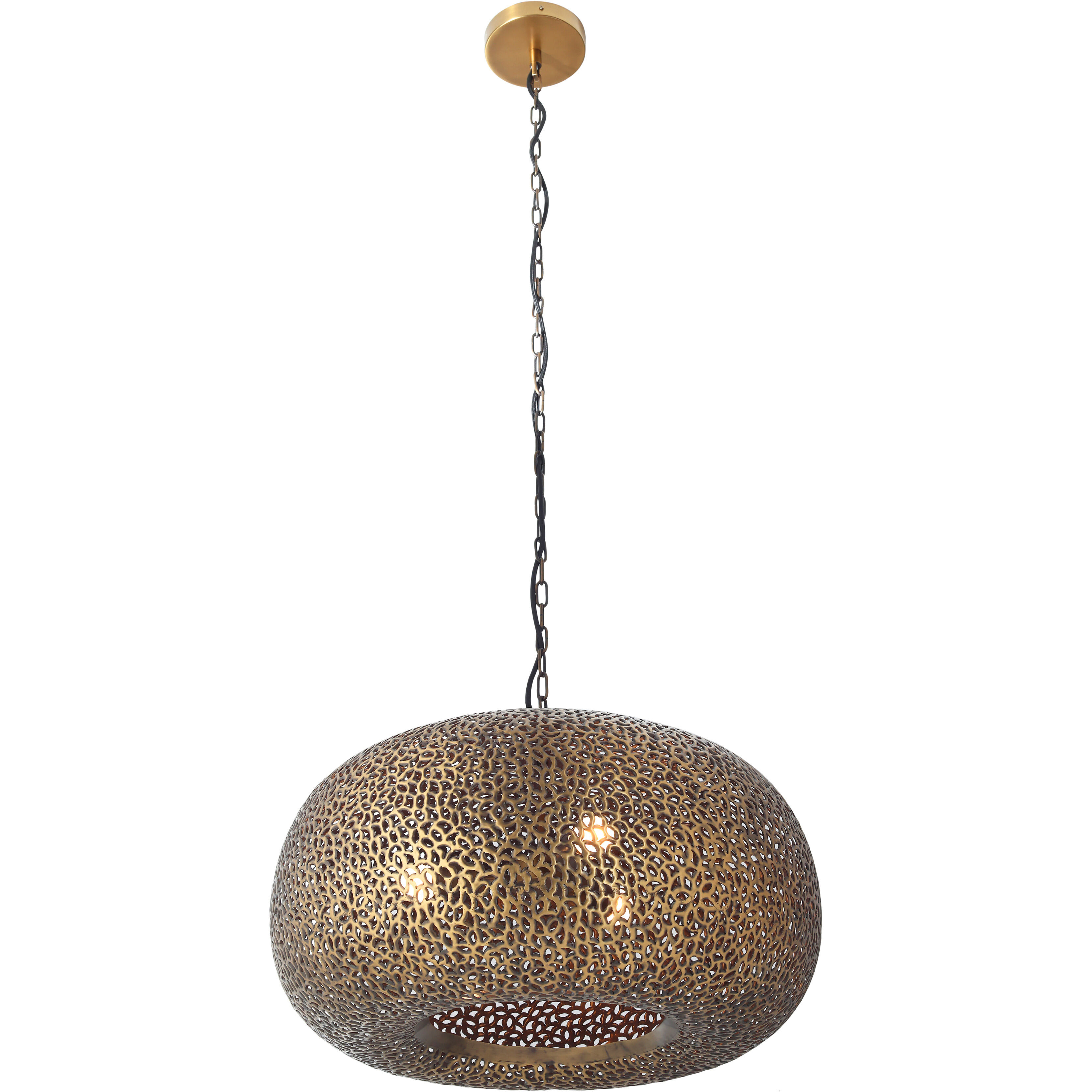 Moradabad 3 Light 24 inch Brass Antique Pendant Ceiling Light