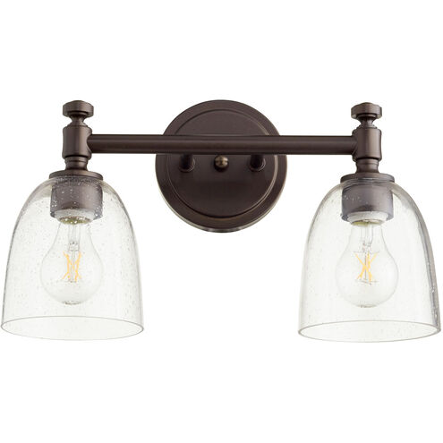 Rossington 2 Light Oiled Bronze Vanity Light Wall Light in Clear Seeded