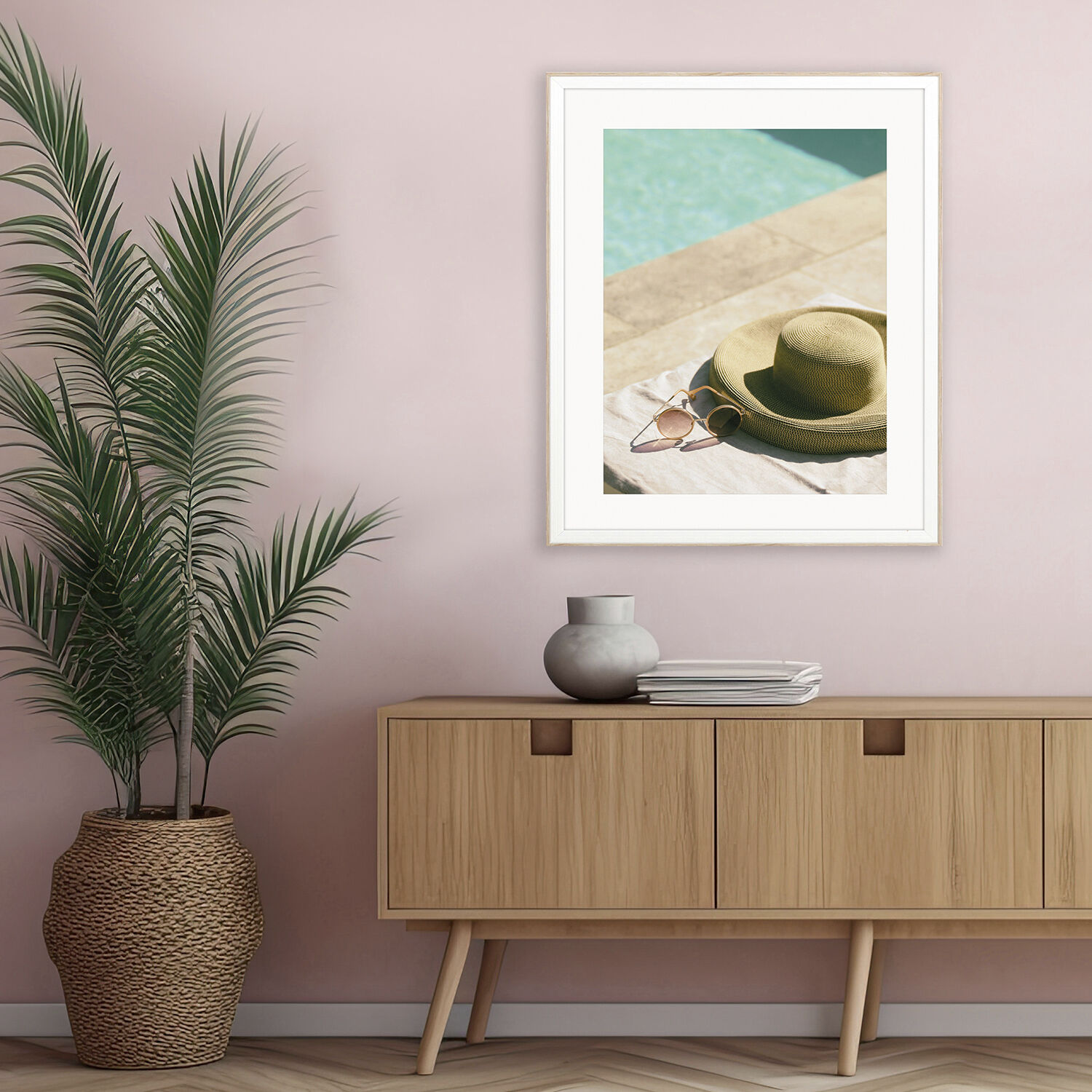Summer Chill Turquoise and Beige and Green Framed Art
