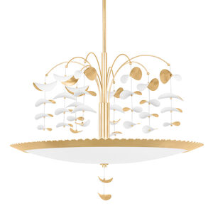 Paavo 8 Light 36 inch Gold Leaf/Soft White Combo Chandelier Ceiling Light