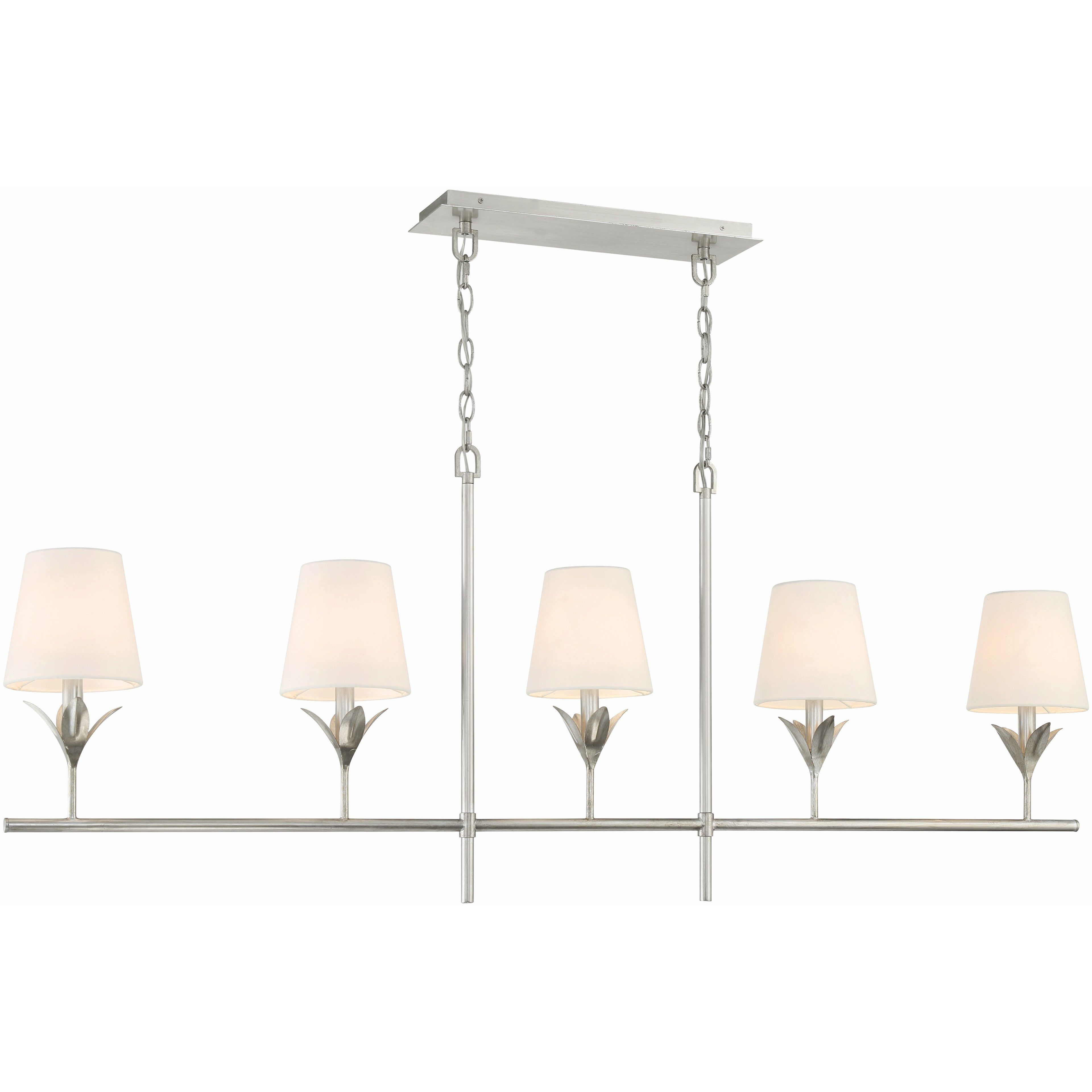 Broche 5 Light 53.5 inch Antique Silver Linear Chandelier Ceiling Light