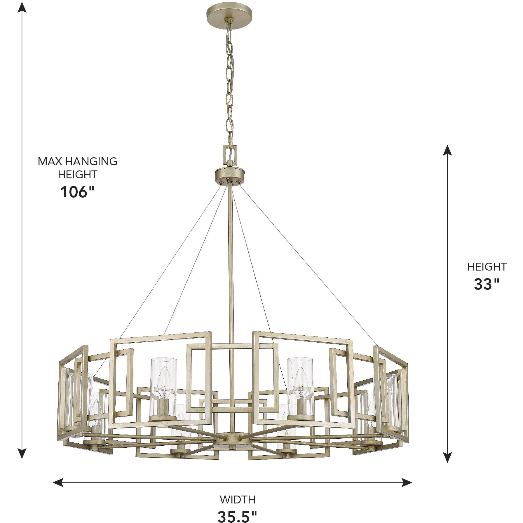 Marco 35.38 inch 60.00 watt White Gold Chandelier Ceiling Light, Large