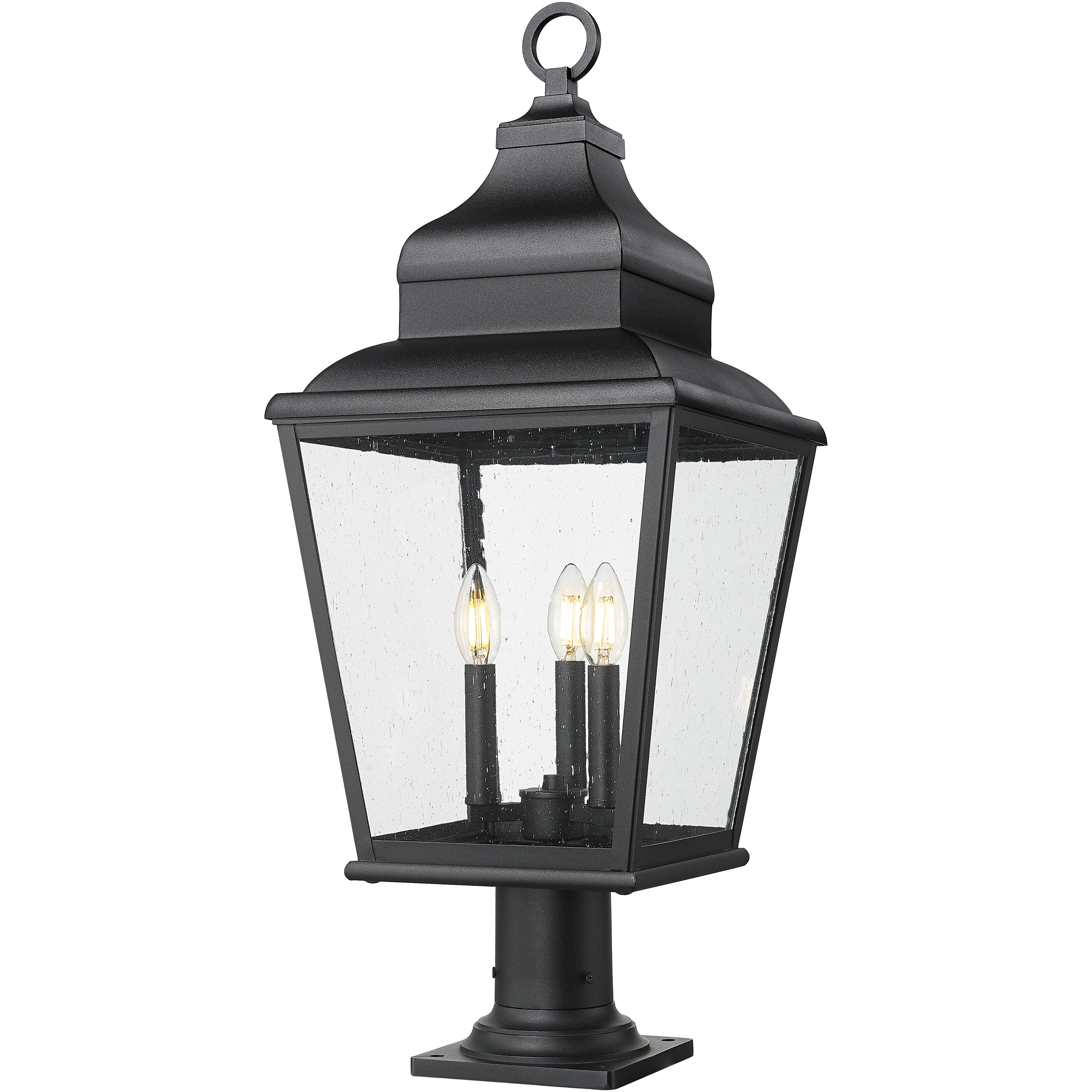 Raphael 3 Light 30 inch Sand Black Outdoor Pier Mounted Fixture in Soft Sand Black